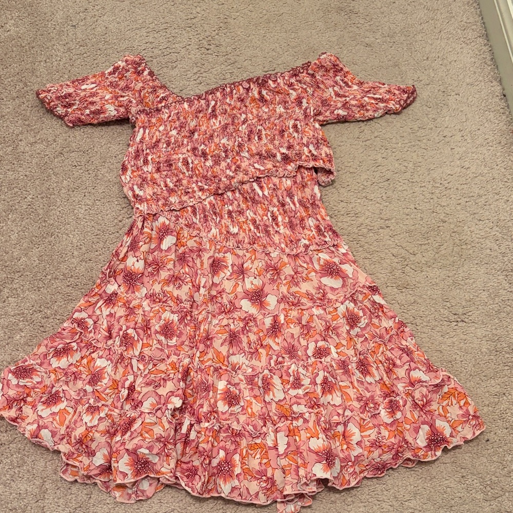 Poupette st barths Pink Floral Off-Shoulder Dress